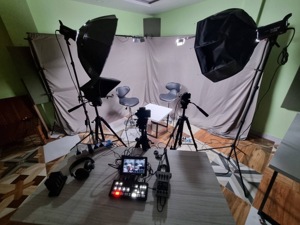 interview recording setup in the rental studio in Butwal Rosewood Studios
