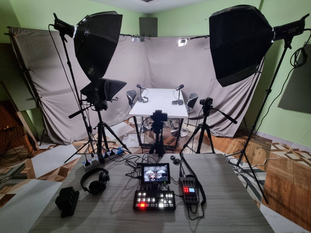 podcast recording setup in the rental studio in Butwal Rosewood Studios